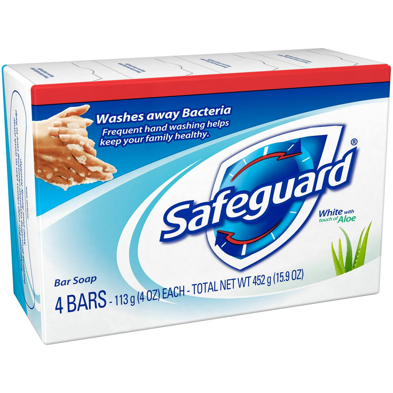 Safeguard Antibacterial Deodorant White Bar Soap With Aloe 4 Oz, 4 Ea